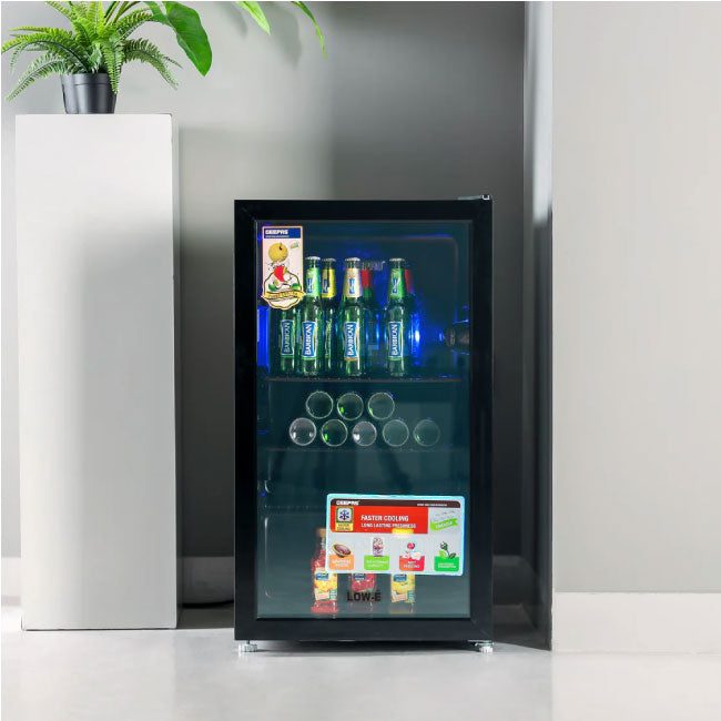 Geepas Showcase Chiller Single Door Display Fridge, Quick Cooling, LED Light Energy Efficient GSC1223