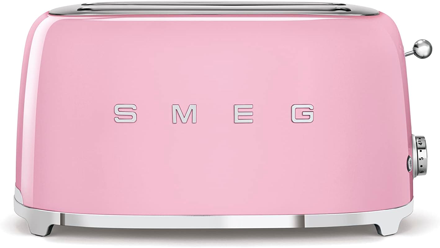 Smeg TSF02PKUK 4-Slice Retro Toaster - Pink, 1500W