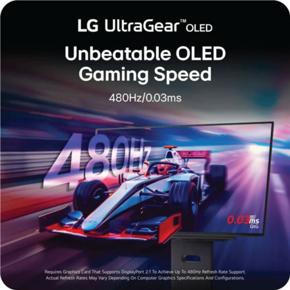 LG 27 Inch UltraGear OLED QHD 1440P 480Hz 0.03ms G-Sync® Compatible DisplayPort 2.1 Gaming Monitor 27GX790A