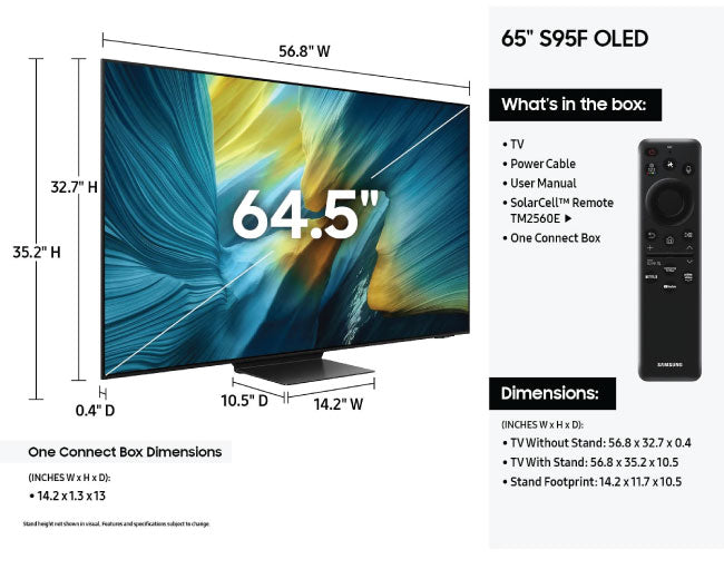 Samsung 65 Inch Class OLED S95F 4K Samsung Vision AI Smart TV 2025 65S95F