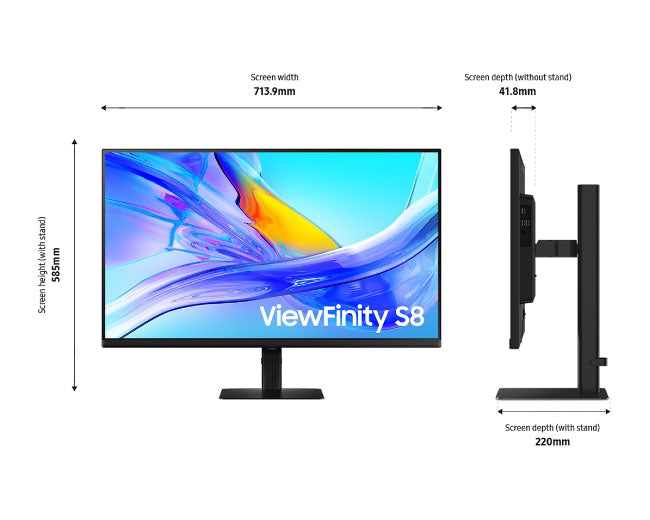 Samsung 27 Inch Monitor - 27" 60Hz ViewFinity S80UD, USB-C, UHD Monitor 27D800UAU