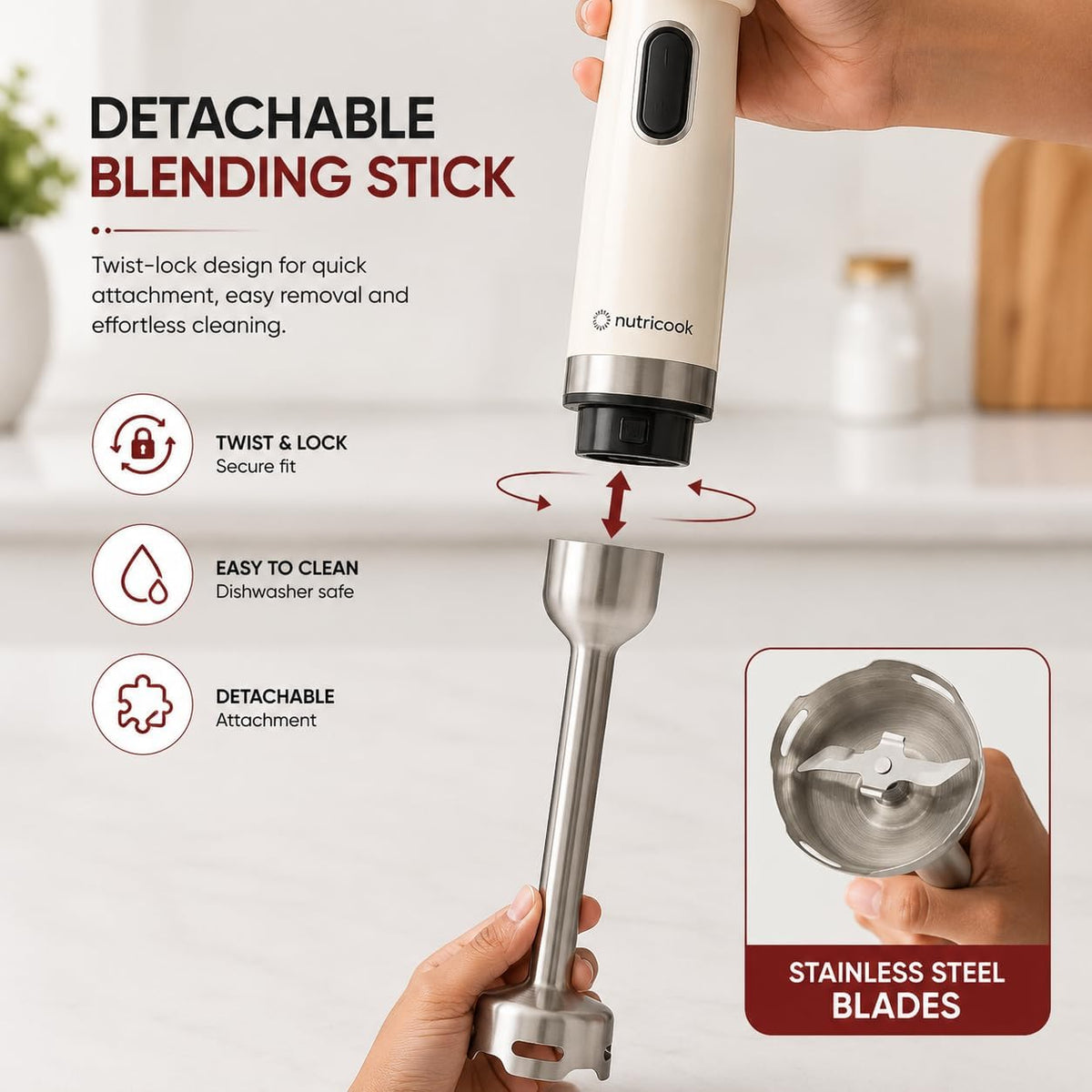 Nutricook Hand Blender HB150ME 1200W, 20 Speed + Turbo