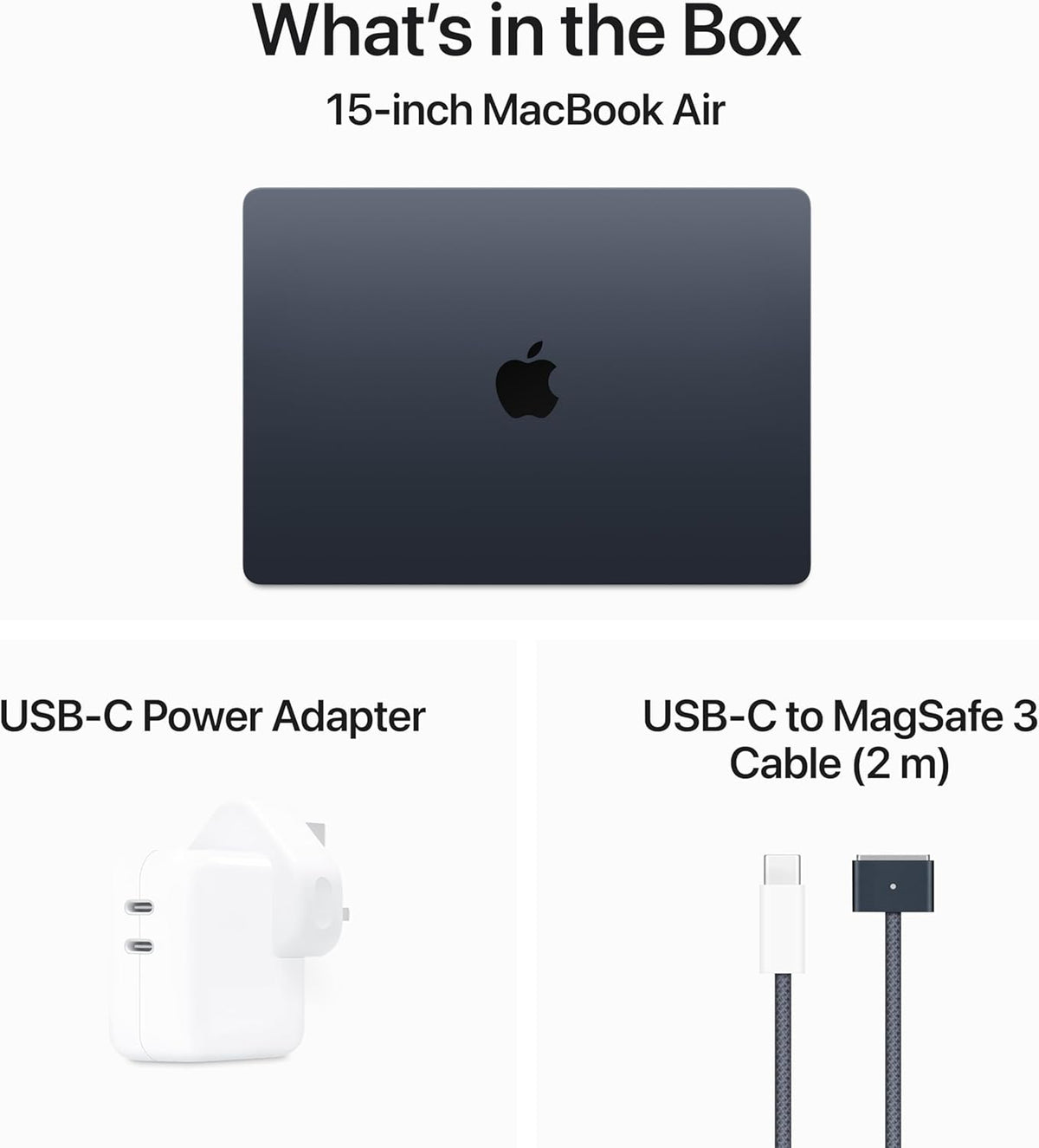 Apple MacBook Air 15 Inch 2024 M3 Chip 8 Core CPU 10 Core GPU 8GB RAM 256GB SSD Midnight