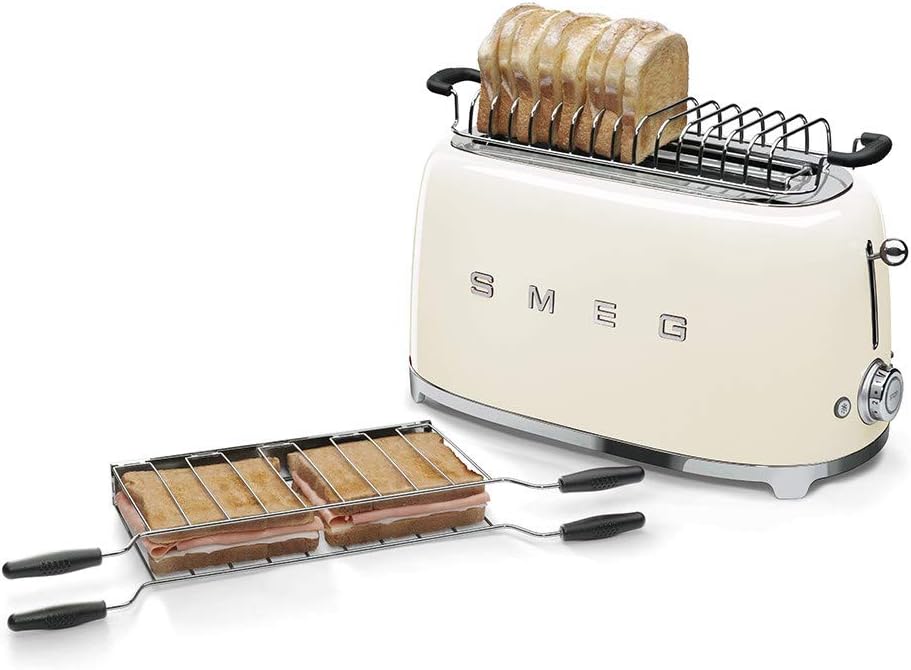 Smeg TSF02CRUK 50's Style 4-Slice Toaster, Cream