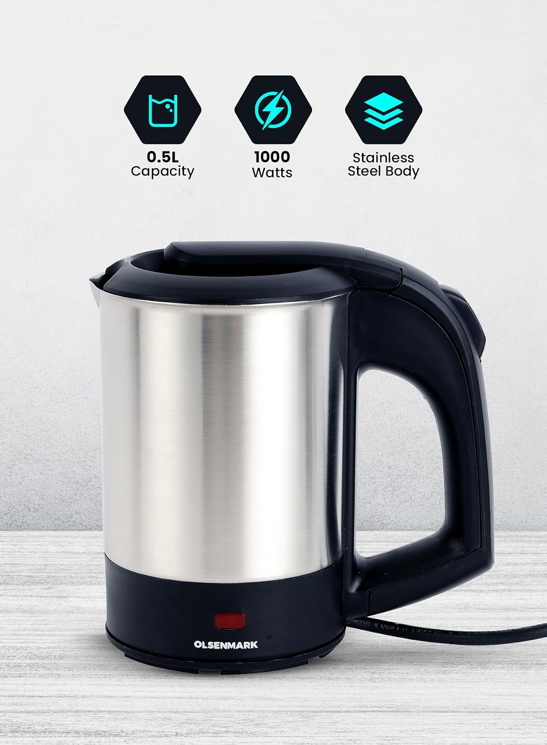Olsenmark Electric Stainless Steel Travel Kettle OMK2048NM