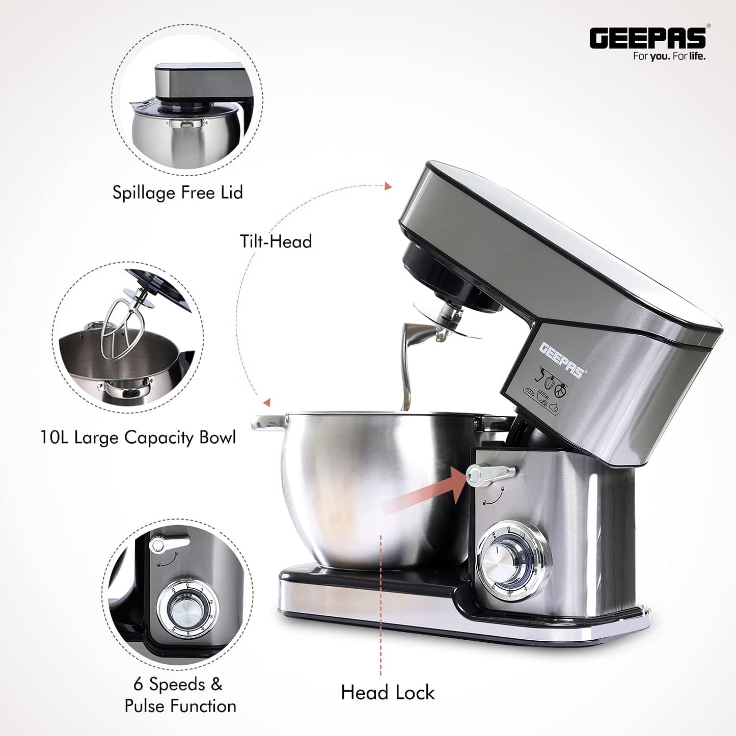 Geepas GSM43041 10L Kitchen Machine Stand Mixer
