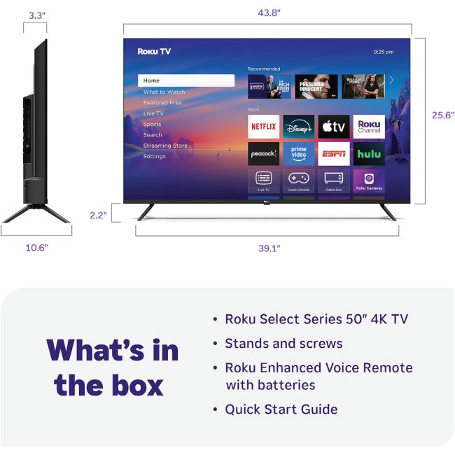 Roku Smart TV 2025 50 Inch Select Series 4K HDR TV 50R4C5