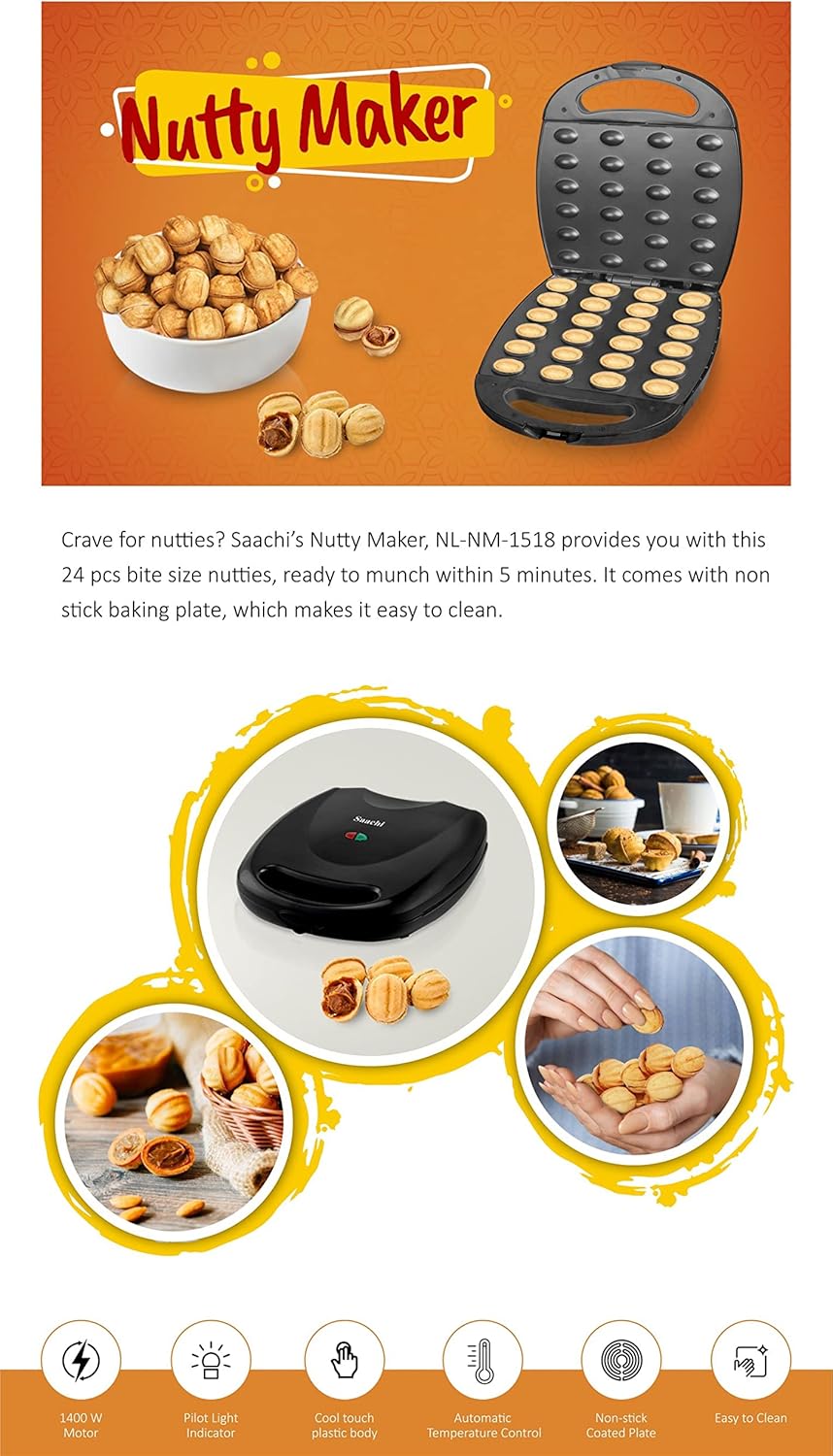 Saachi 24-Piece Nutty Maker Automatic Temperature Control NL NM 1518 BK