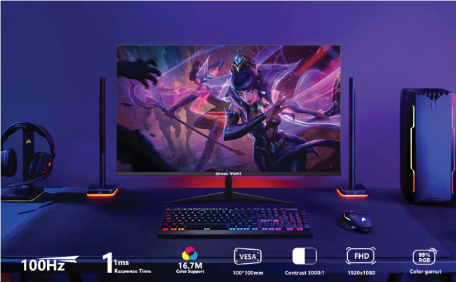 Great Voell 27 Inch Full HD 100Hz 1ms Response Time Gaming Monitor Z270B13