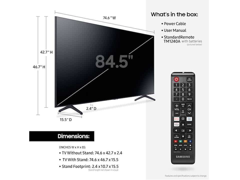 Samsung 85" TU7000 4K Crystal UHD HDR Smart TV 85TU7000