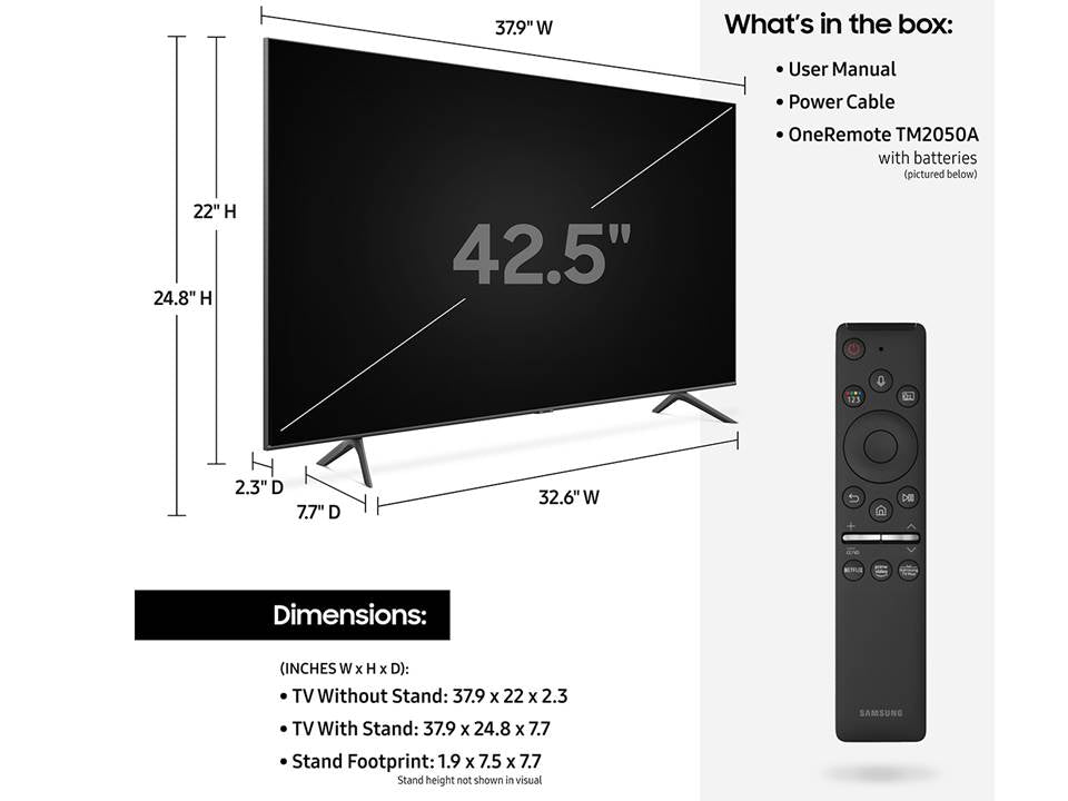 Samsung 43 Inch Q60T QLED 4K HDR Smart TV 43Q60T