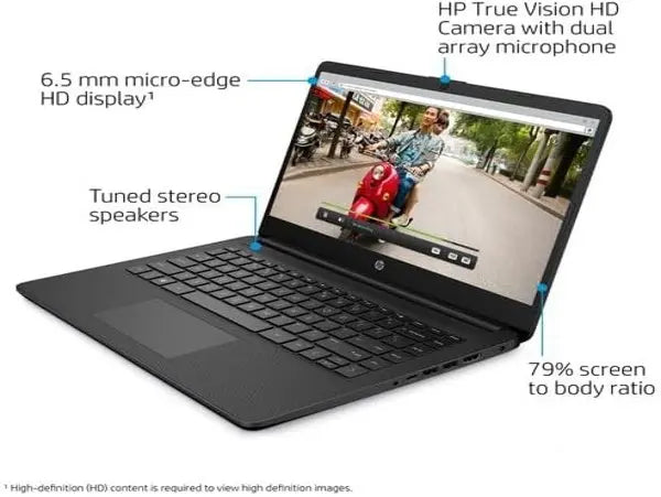 HP Stream 14" Laptop, Intel Celeron, 4GB RAM, 64GB, Intel UHD Graphics 600, 14s-dq0504sa