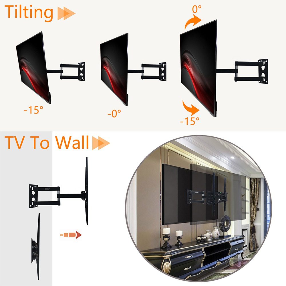 Full Motion Wall Mount for 55 to 70 Inch Smart TVs | Tilt, Swivel & Extend