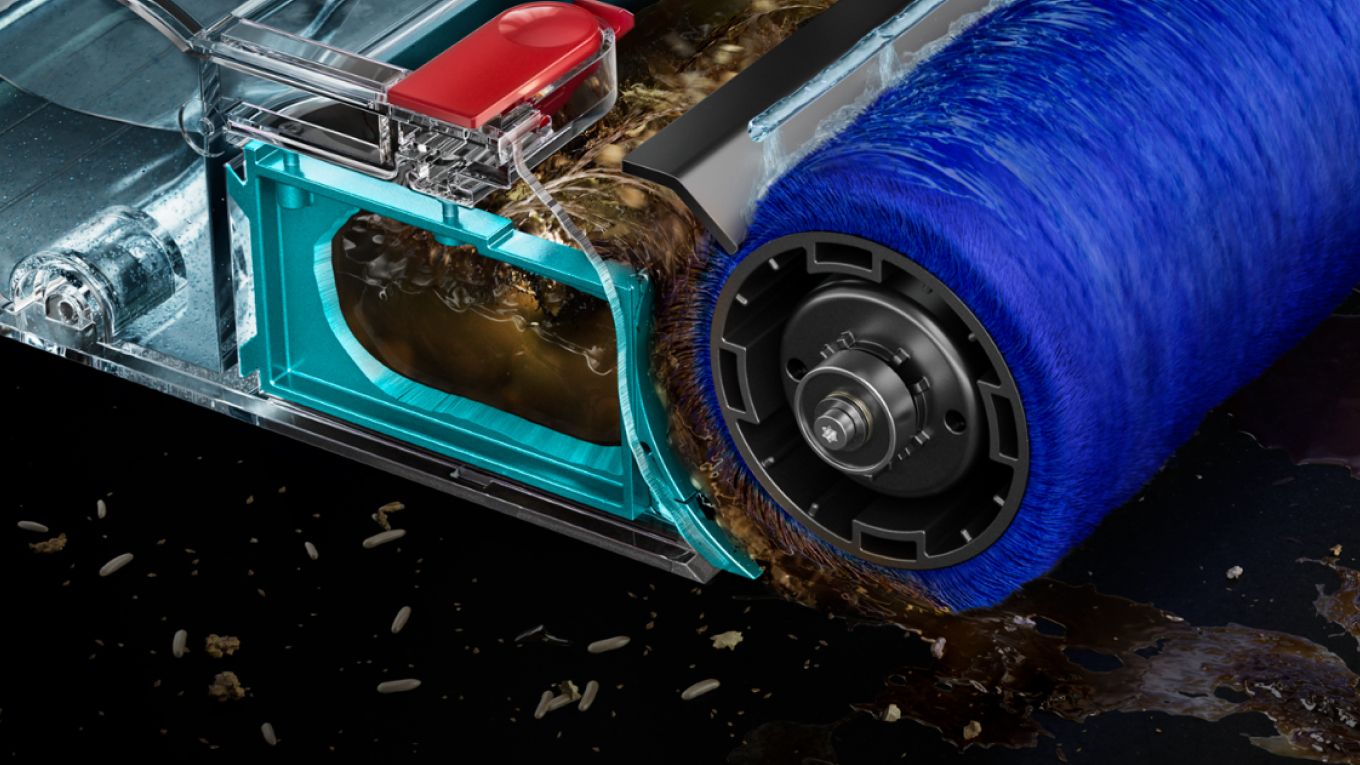 Dyson V15s Detect Submarine wet roller head cutaway detail
