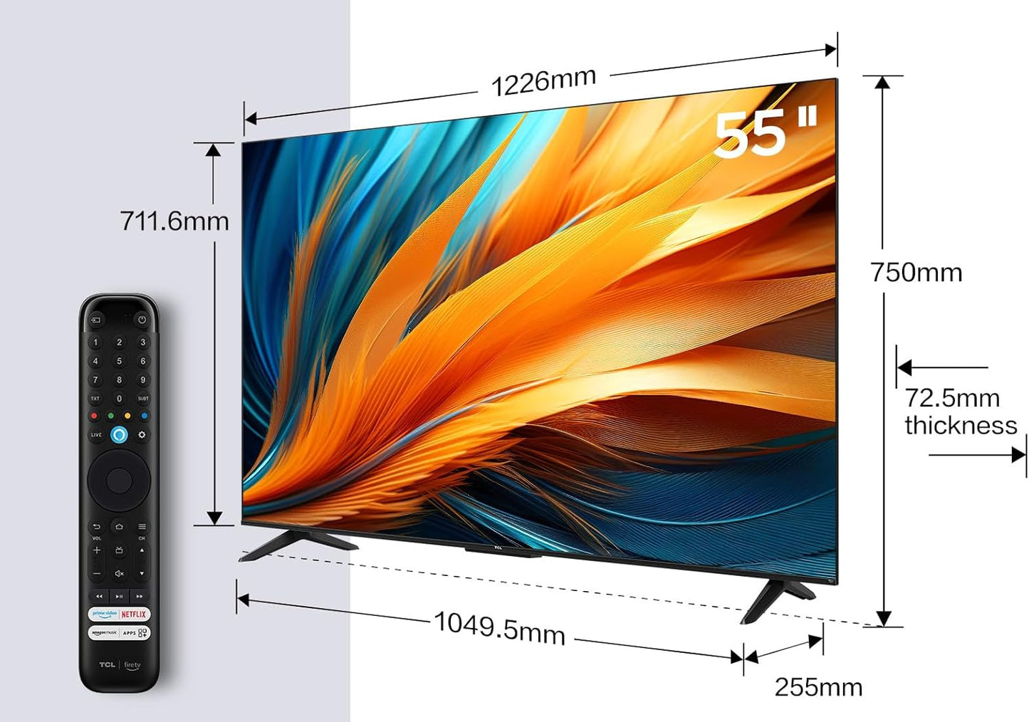 TCL 55 Inch 4K Ultra HD HDR TV Smart LED Fire TV 55PF650