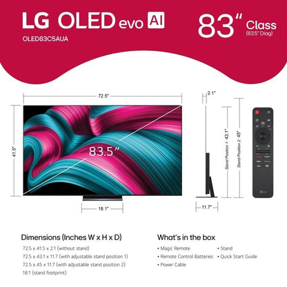 LG 83 Inch Class OLED evo AI C5 4K Smart TV 2025 OLED83C5