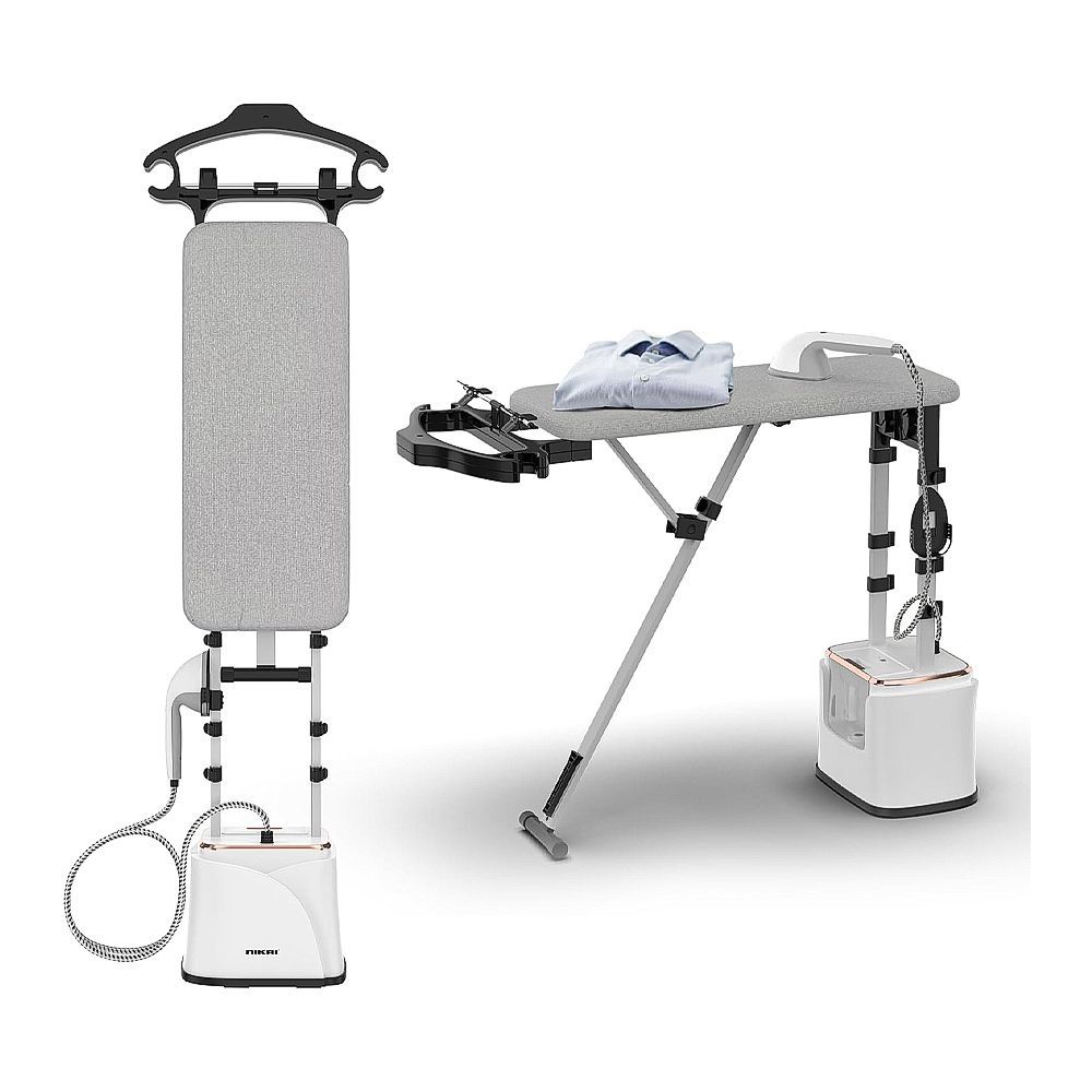 Nikai Garment Steamer set up with vertical steaming feature