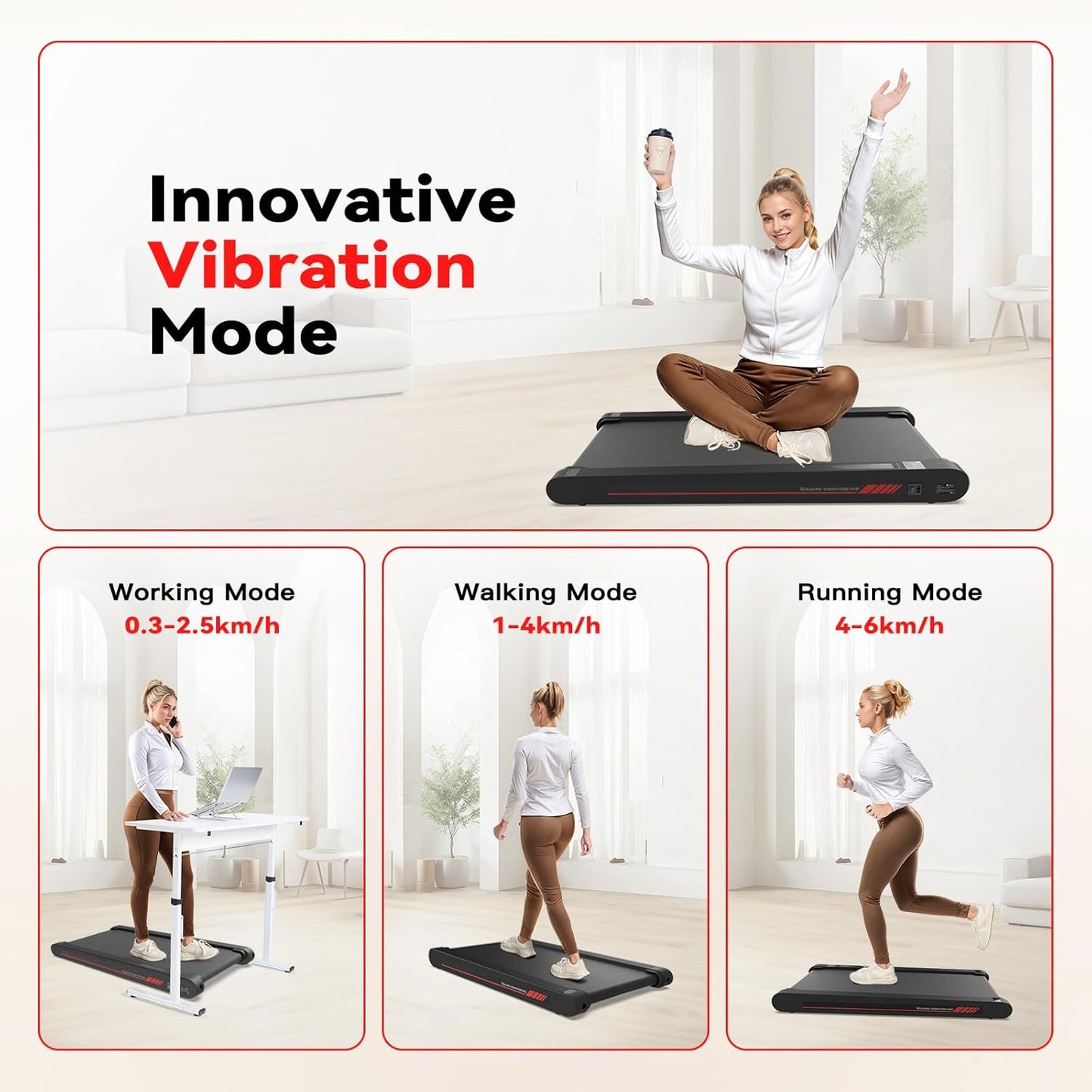 Sperax Walking Vibration Pad with App, Under Desk Treadmill, 4 in 1 Portable Vibration Machine
