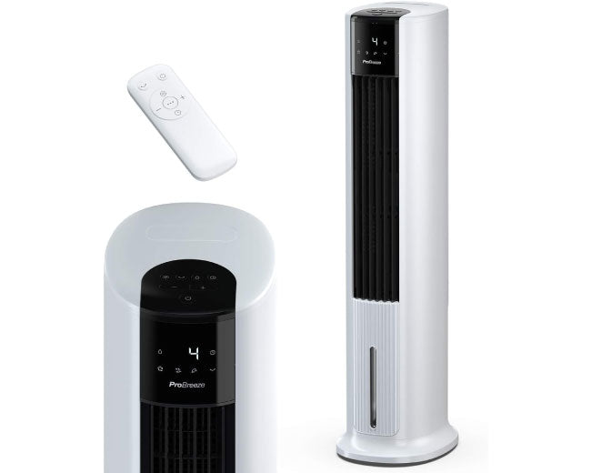 Pro Breeze 42 Inch Portable Tower Fan with Built-in 7L Evaporative Air Cooler Function, 3 Speeds, 60° Oscillation, 10 Hour Timer & Night Mode