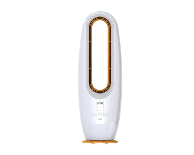 BLACK DECKER 2 in 1 Bladeless Fan, 85cm, 70W Tropical Motor, Cool-White LED Lamp, Remote Control, 60° Wide Oscillation, Low Noise, Wooden Trim FBL85-B5