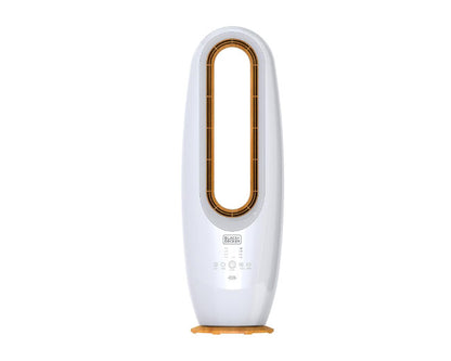 BLACK DECKER 2 in 1 Bladeless Fan, 85cm, 70W Tropical Motor, Cool-White LED Lamp, Remote Control, 60° Wide Oscillation, Low Noise, Wooden Trim FBL85-B5