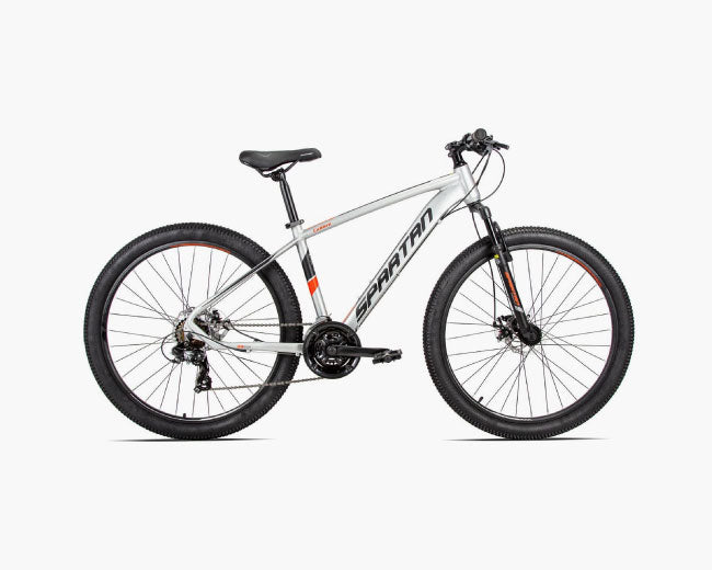 SPARTAN Calibre Hardtail Mountain Bicycle, Alloy Frame, Disc Brakes Shimano Shifters Silver