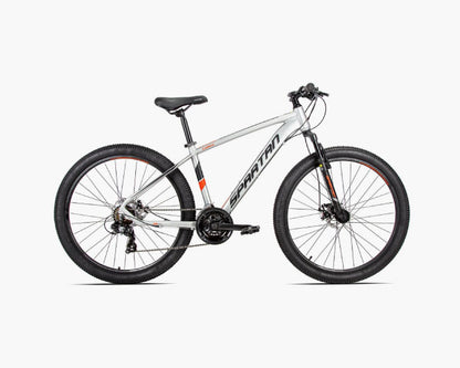 SPARTAN Calibre Hardtail Mountain Bicycle, Alloy Frame, Disc Brakes Shimano Shifters Silver