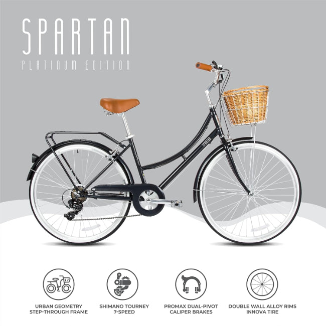 Spartan Platinum City Commuting Bike, 7 Speed, Adjustable Seat and 24 Inch Wheel Size SP-3122-XS