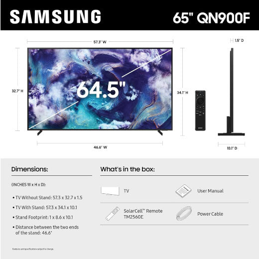 Samsung 65 Inch Class Neo QLED QN900F 8K Samsung Vision AI Smart TV 65QN900F