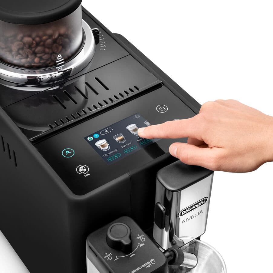 De'Longhi Rivelia EXAM440.55.B Onyx Black coffee machine – side view