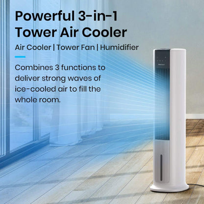 Pro Breeze 42 Inch Portable Tower Fan with Built-in 7L Evaporative Air Cooler Function, 3 Speeds, 60° Oscillation, 10 Hour Timer & Night Mode