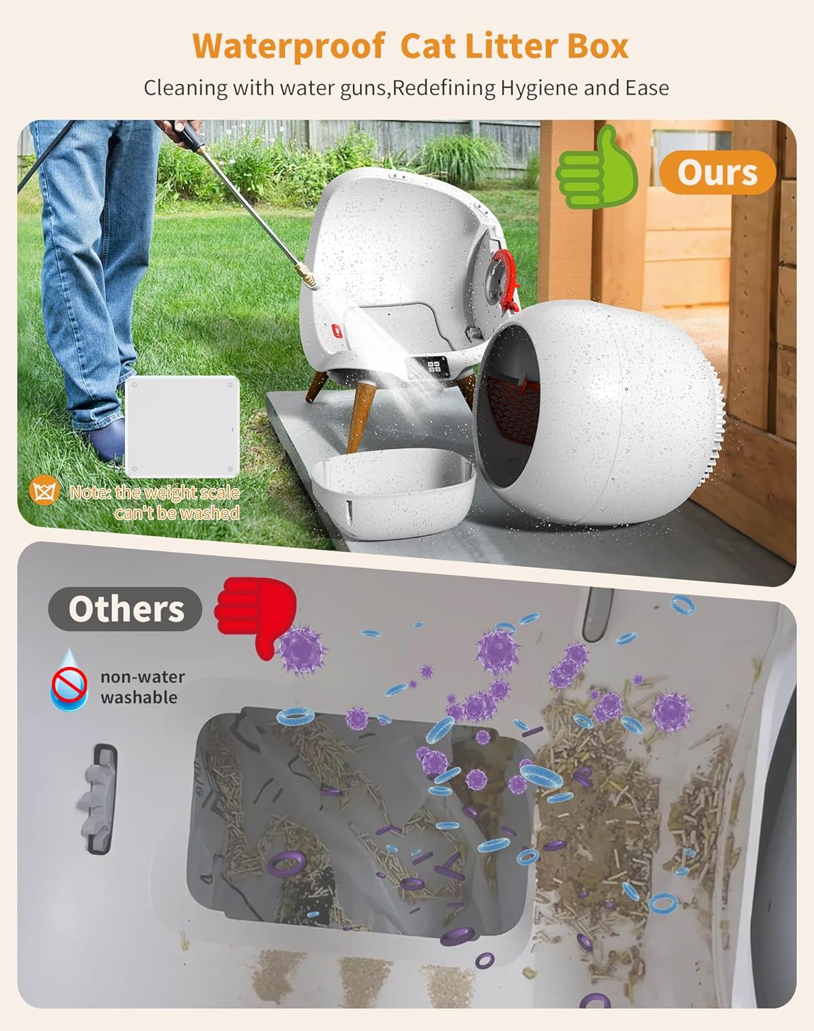 HoneyGuaridan Self Cleaning Automatic Cat Litter Box with App Control, 2 Roll Garbage Bags
