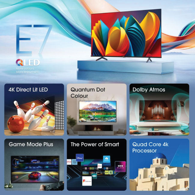 Hisense 75 Inch E7NQ QLED 4K HDR Smart TV 75E7NQTUK