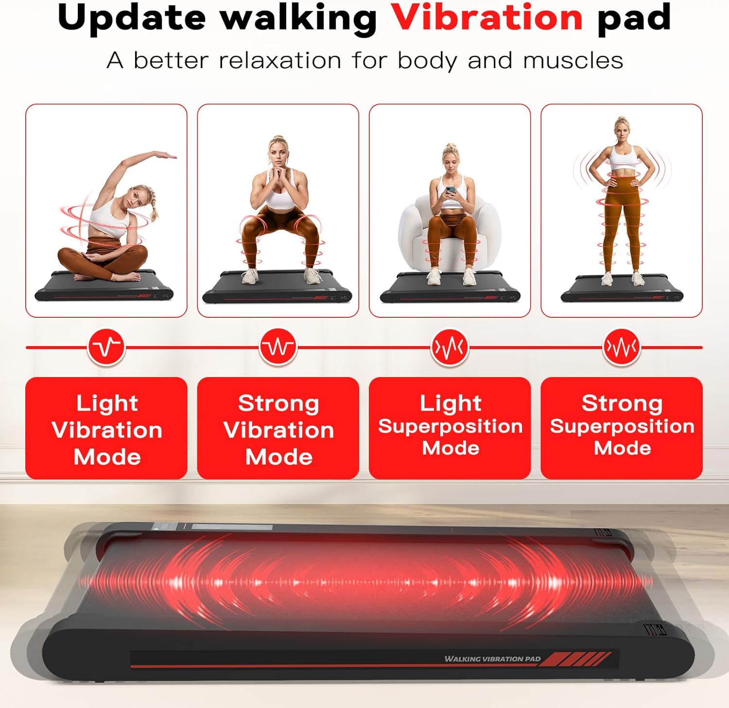 Sperax Walking Vibration Pad with App, Under Desk Treadmill, 4 in 1 Portable Vibration Machine