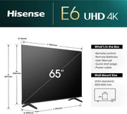 Hisense 60 Inch E6N UHD 4K Smart TV 65E6N 