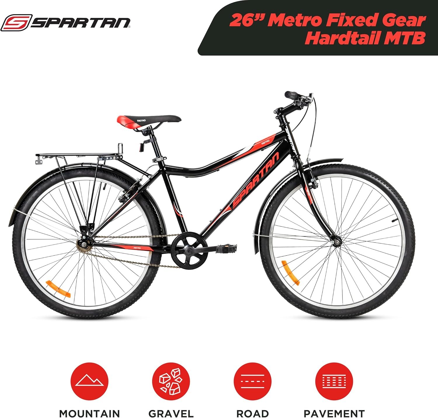 Spartan 26 Inch Metro Bike, Single-Speed for City Commuting for Teens and Adults SP-3240