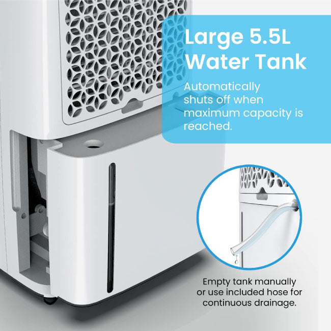 Pro Breeze 20L/Day Compressor Dehumidifier, Continuous Drainage, 24h Timer & Auto Defrost, Mould Remover & Moisture Absorber for Home Bathroom