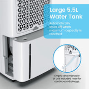 Pro Breeze 20L/Day Compressor Dehumidifier, Continuous Drainage, 24h Timer & Auto Defrost, Mould Remover & Moisture Absorber for Home Bathroom
