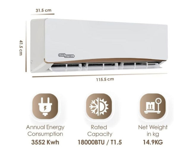 Super General 2 Ton Split Air Conditioner 24000 BTUs Rotary Compressor SGS245