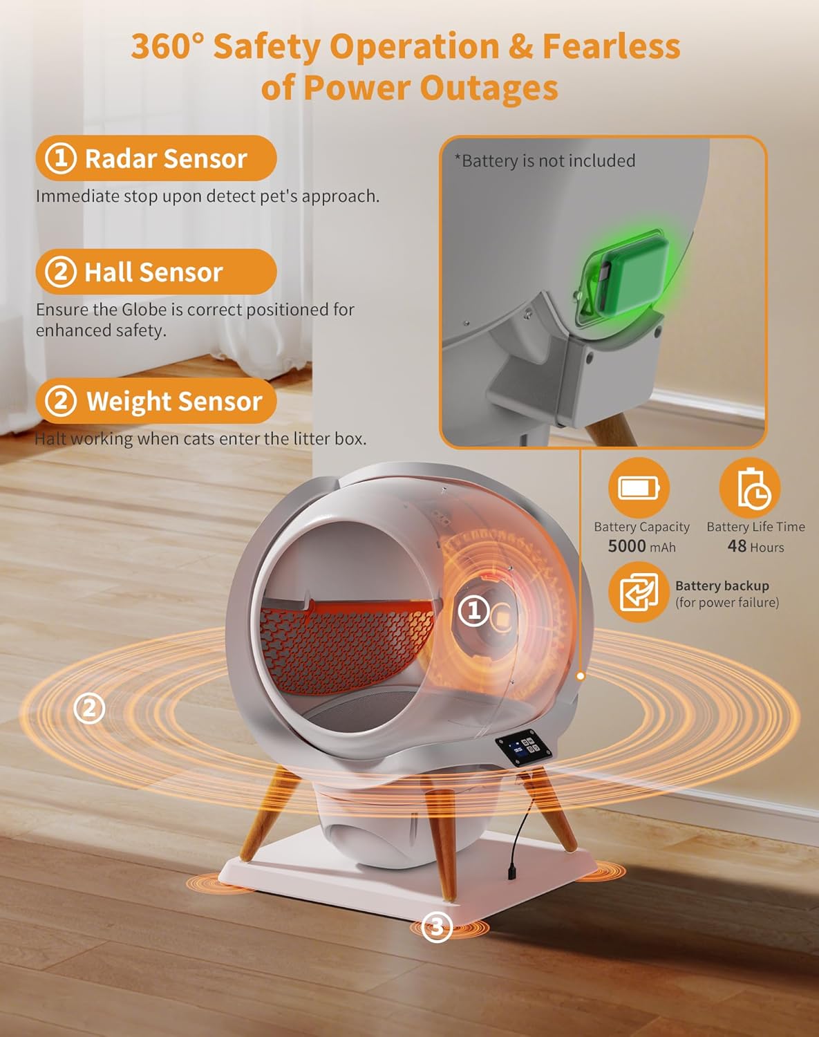 HoneyGuaridan Self Cleaning Automatic Cat Litter Box with App Control, 2 Roll Garbage Bags