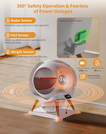 HoneyGuaridan Self Cleaning Automatic Cat Litter Box with App Control, 2 Roll Garbage Bags