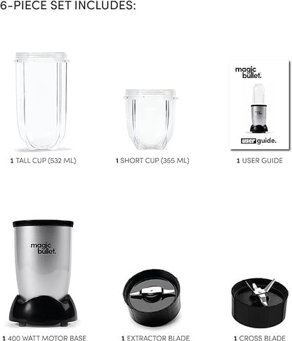 Magic Bullet MB1002 Multi-Function High-Speed Blender - 4 Piece Set, 400W