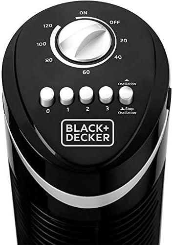 Black & Decker 50W Tower Fan 3 Speeds Wide Oscillation Adjustable Portable