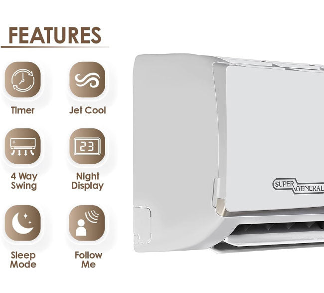 Super General 2.5 Ton Split Air Conditioner, 30000 BTU and Rotary Compressor