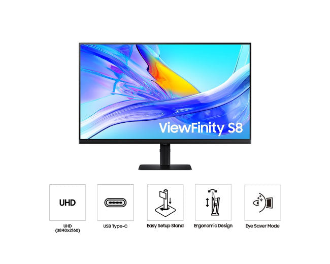 Samsung 27 Inch Monitor - 27" 60Hz ViewFinity S80UD, USB-C, UHD Monitor 27D800UAU
