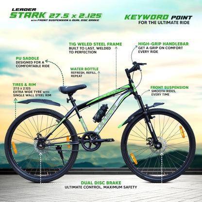 Leader Spyder Mountain Bike, Single Speed, 27.5 Inch Wheel Size for Men 27.5T