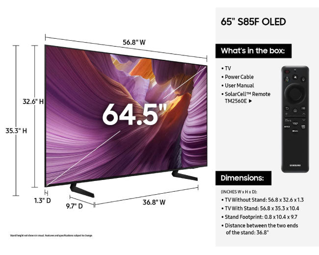 Samsung 65 Inch Class OLED S85F 4K Samsung Vision AI Smart TV 2025 65S85F
