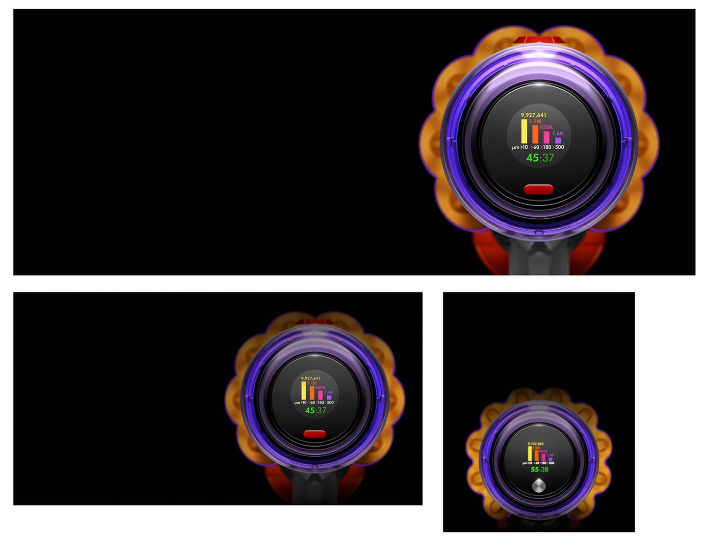 Dyson V15s Detect Submarine LCD screen showing deep clean proof