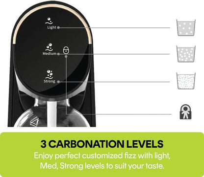 Nutricook FIZZI NC-FSM100 Sparkling Water Maker - 3 Fizz Levels, One-Touch