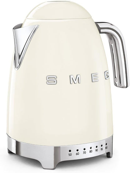 Smeg KLF04CRUK 50's Style Variable Temperature Kettle, 1.7L, Cream